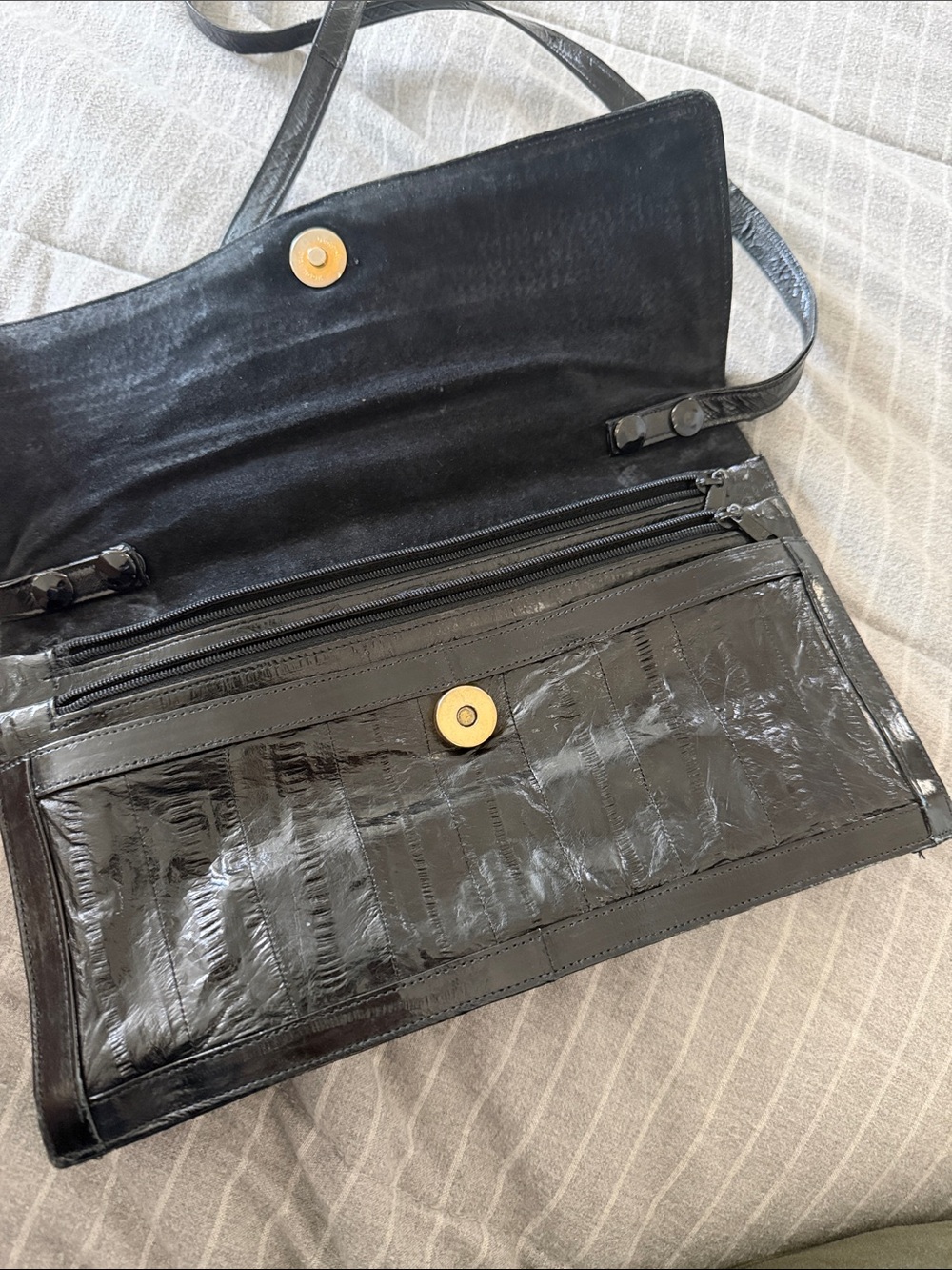 Vintage Black Eel Skin Purse Shoulder Bag - Picture 7 of 9